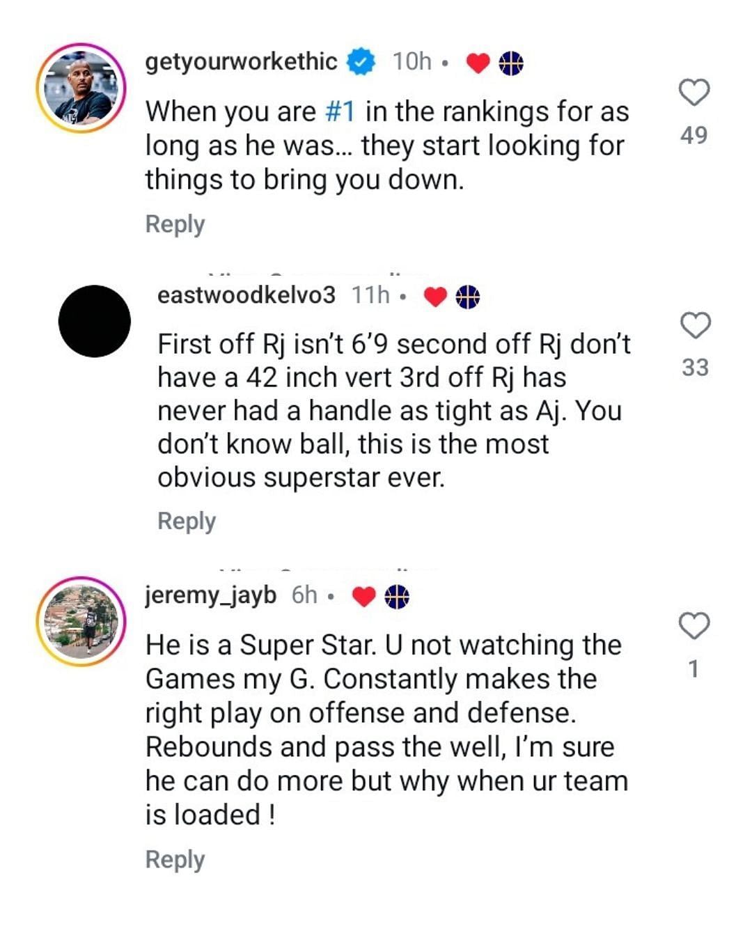 Hoops fans react to AJ Dybantsa's prediction following FIBA performances. (Images via Instagram @toprecruitzz)